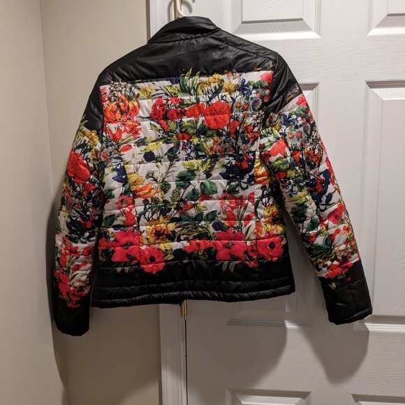 Lucy Paris Floral Multicolored Puffer Coat Jacket Size M - Picture 3 of 5